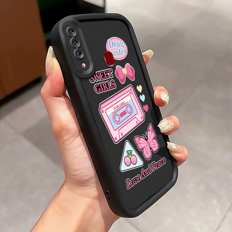 Casing Hp Untuk Samsung Galaxy A20s Case Pita magnetik Kaset kartun manis Softcase Fall Prevention K