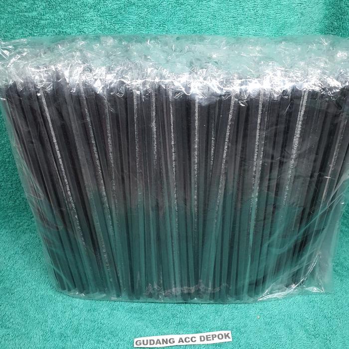 JTTOP" SEDOTAN 6MM 23CM HITAM BUNGKUS PLASTIK STERIL SEDOTAN BUBLE KECIL JUS