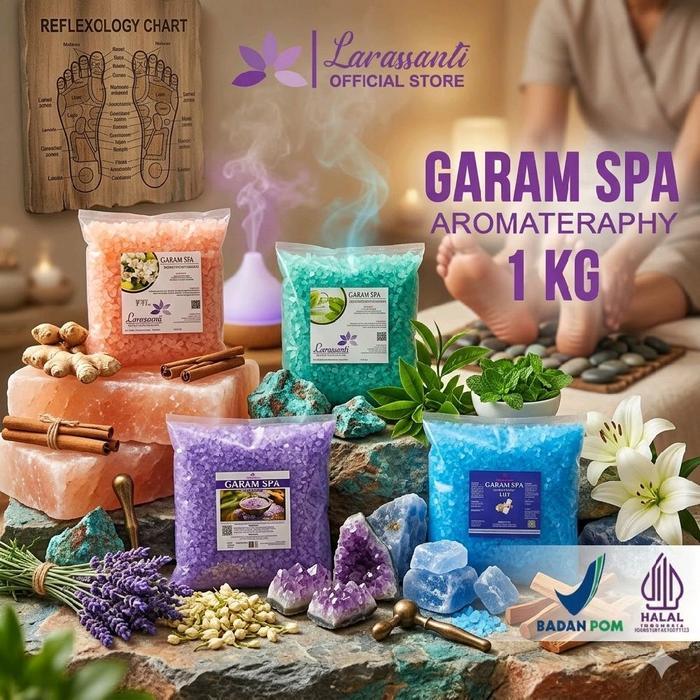 LARASSANTI Garam Spa Kesehatan 1kg RESMI BPOM Garam Himalaya untuk Kesehatan Spa Anda Aromateraphy