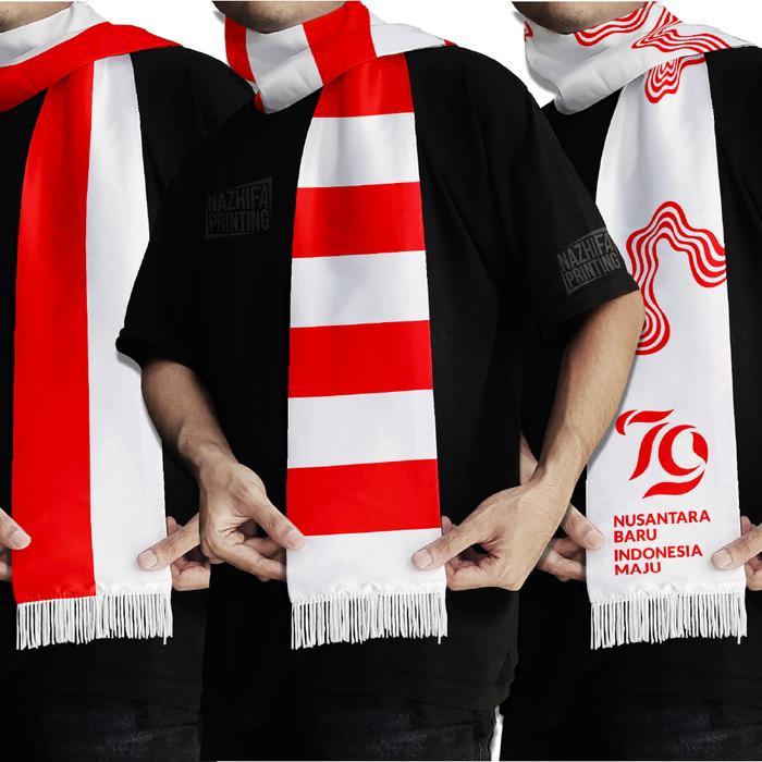 Nazhifa Printing - Syal Merah Putih Indonesia - Syal 17 agustus HUT RI Scraft Scarf Leher Pria