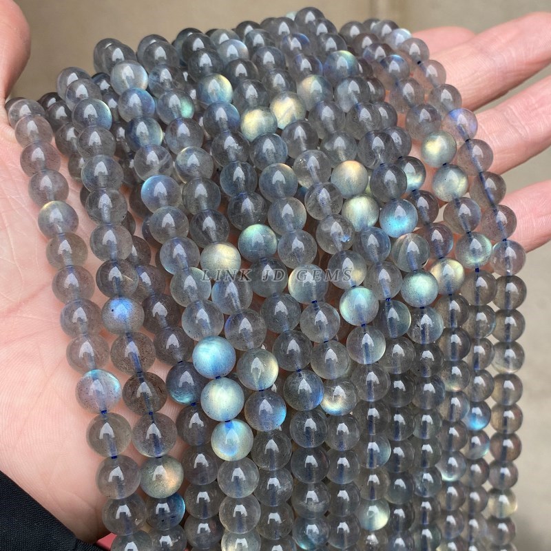 Top Quality Natural Gray Labradorite Stone Beads Round Loose Spacer Gemstone Beads for Jewelry