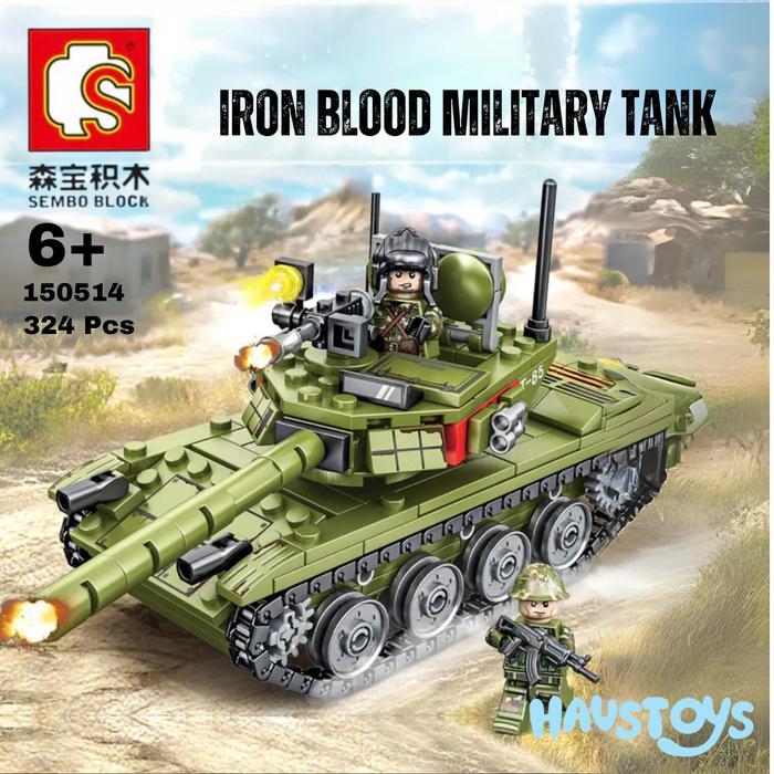 Sembo Block Brick Original Military 105514 Iron Tank
