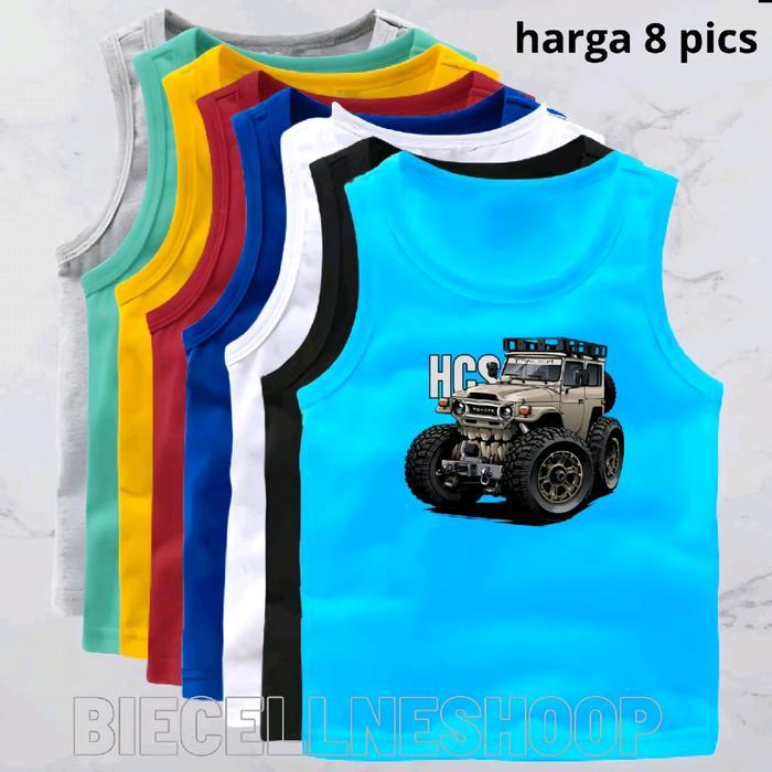 Singlet anak paket hemat isi 8pt spandek PE Mobil HCS Usia 2-16 Tahun Cewek Cowok Perempuan