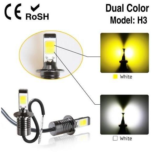 Lampu Foglamp H3 Led Cob Dual Color Kuning Dan Putih