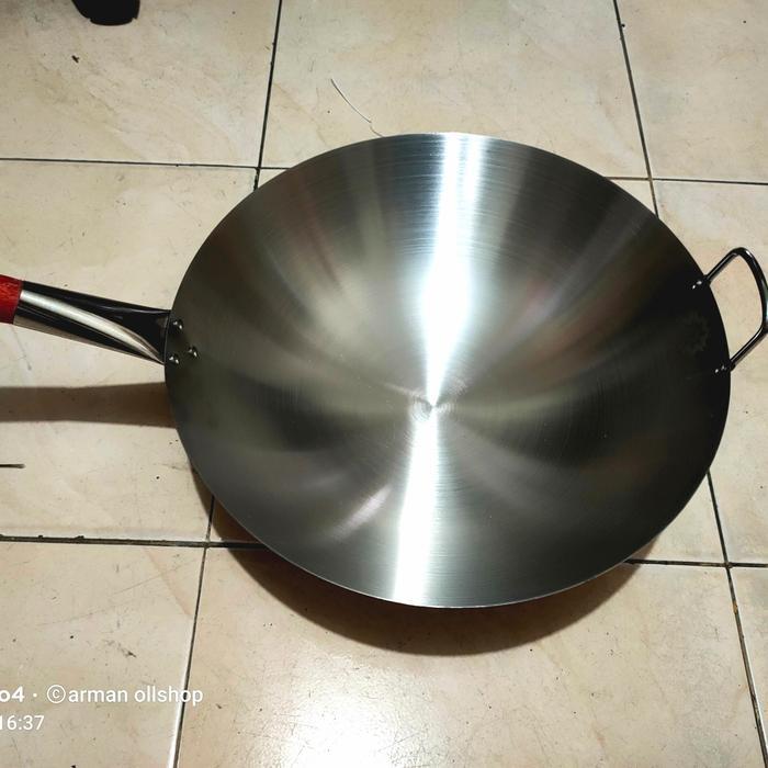TQ532 wajan kuali wok/ wajan nasi goreng Chinese food bahan stainless 40cm STOK TERBATAS