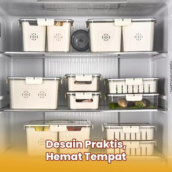 RAPI HOME Kotak Penyimpanan Kulkas Kontainer Kulkas Food Kontainer Kotak Penyimpanan Kulkas Akrilik