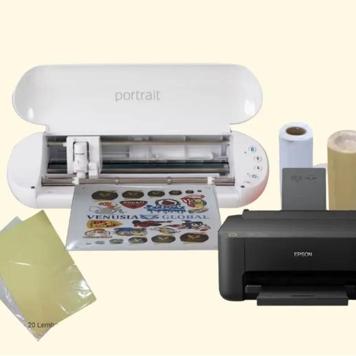 PAKET USAHA CUTTING STIKER A4 CUTTING LABEL STICKER CUTTING VINYL PAKET PRINTER A4 + MESIN CUTTING