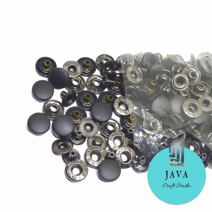 NEW KANCING JAKET JEPRET UKURAN 15 MM PER 12 SET WARNA HITAM 7060 HITAM