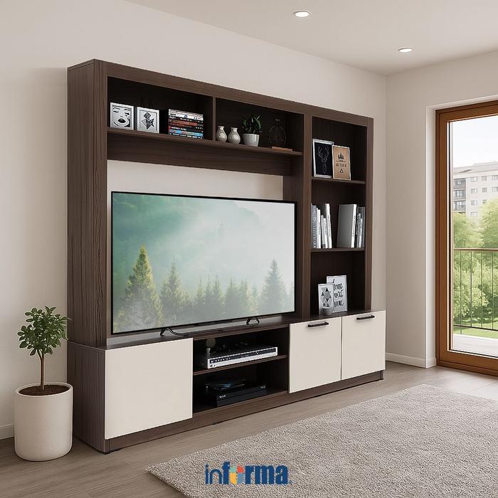 Informa Hampshire Lemari TV Entertainment - Gallic Walnut/Taupe Cabinet TV Stand Meja TV Rak TV