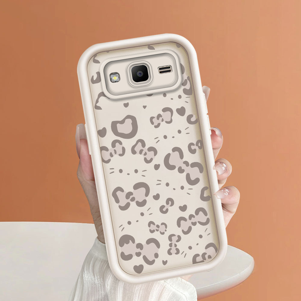 Casing Hp Untuk Compitable With Samsung Galaxy J2 Prime Milk Coffee Leopard Bow Heart Print Phone Ca