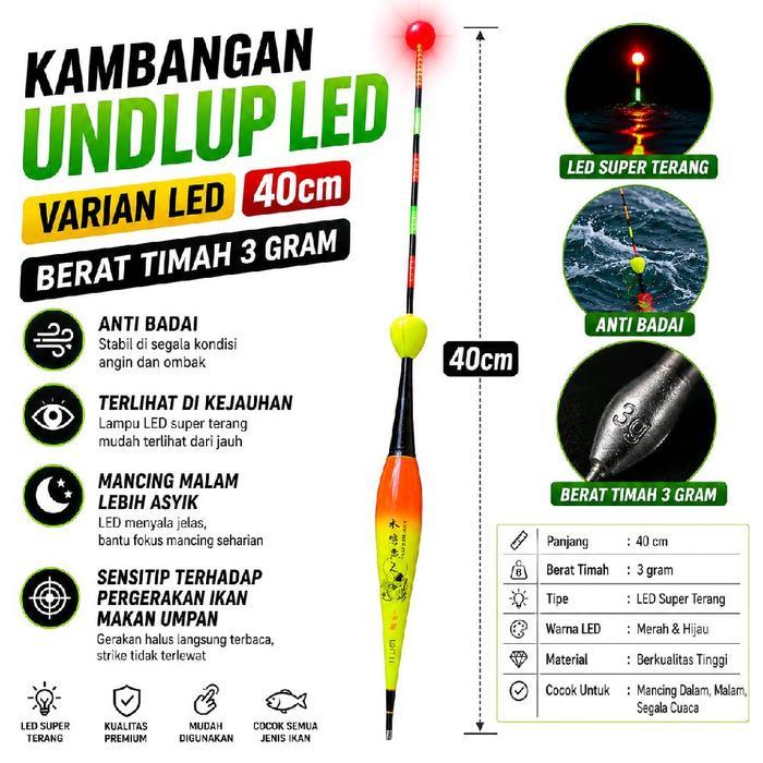 QUALITY kambangan pelampung pancing undlup 1 set led dengan manik manik anti badai untuk memancing
