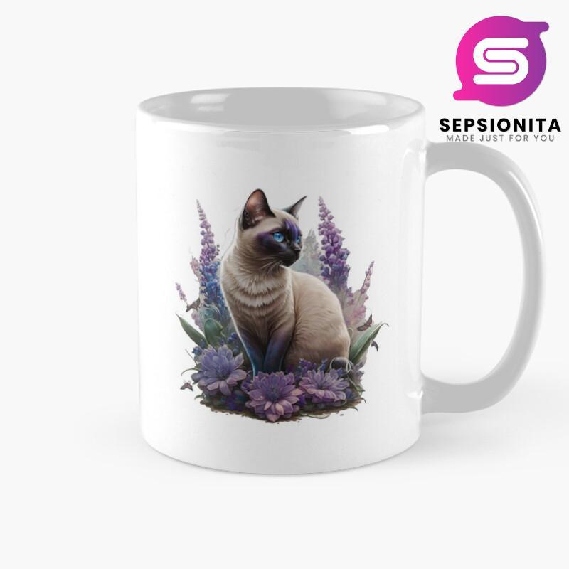 Mug Kopi Siamese Cat Pastel 1674