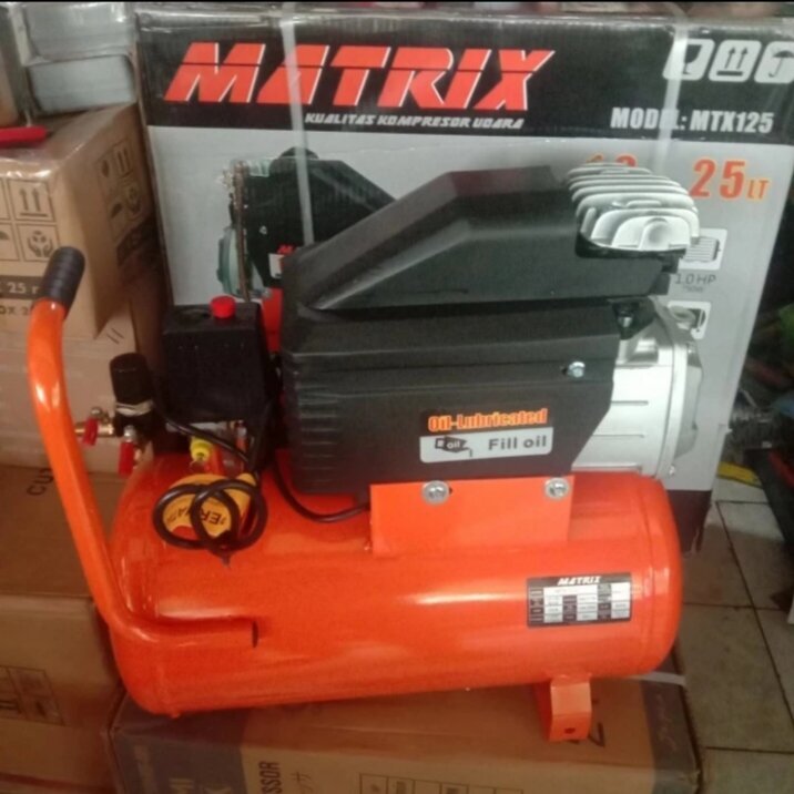 Mesin Kompresor Angin Listrik 1HP 25 liter Portebel Matrix