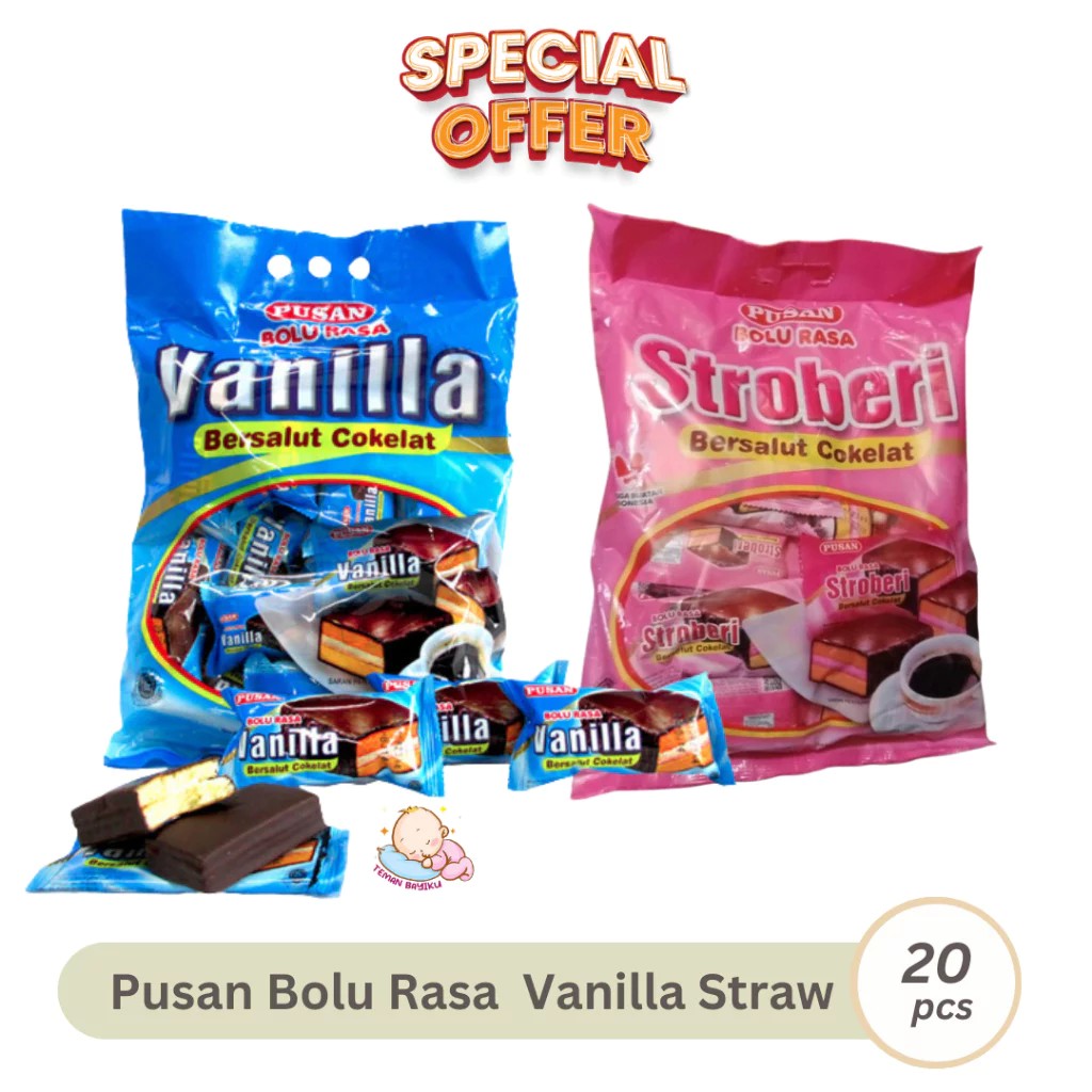 Pusan Bolu Rasa isi 20 pcs ( 360 gr ) Vanila Strawberry