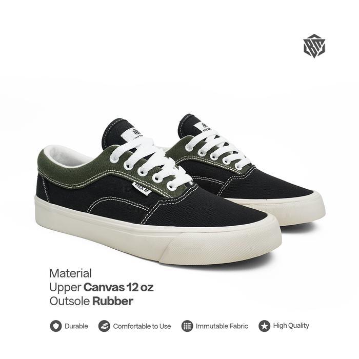 Oriva - Skaters Black Green Sepatu Sneakers Casual Pria Wanita Terbaru 