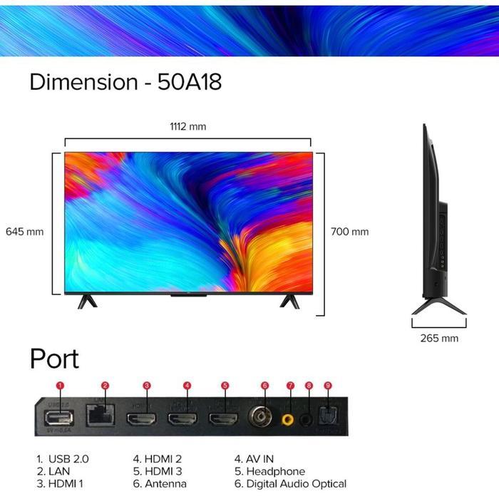 TV ANDROID TCL 50 inch GOOGLE TV TCL 50A18 4K UHD GOOGLE TV 50 Inch