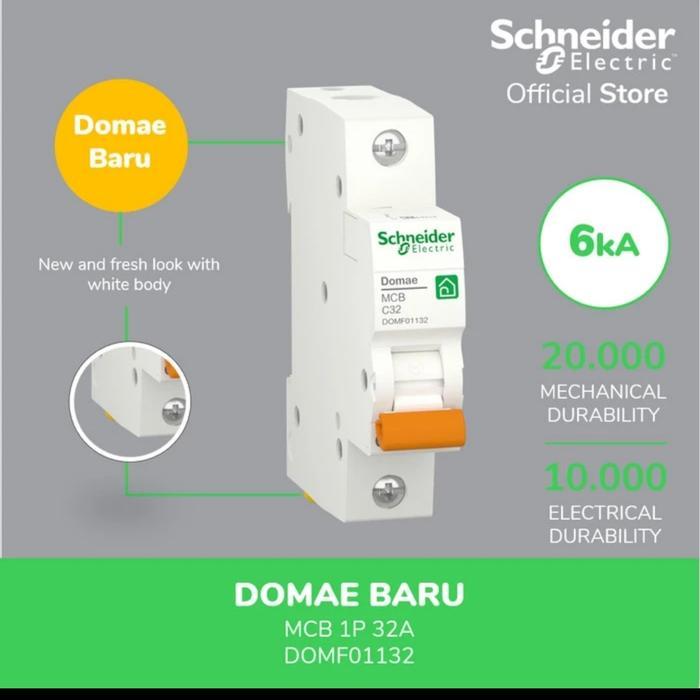 Mcb 32A Schneider Hijau Domae / Mcb Sneider 32 Ampere 1 Phase 100% Ori