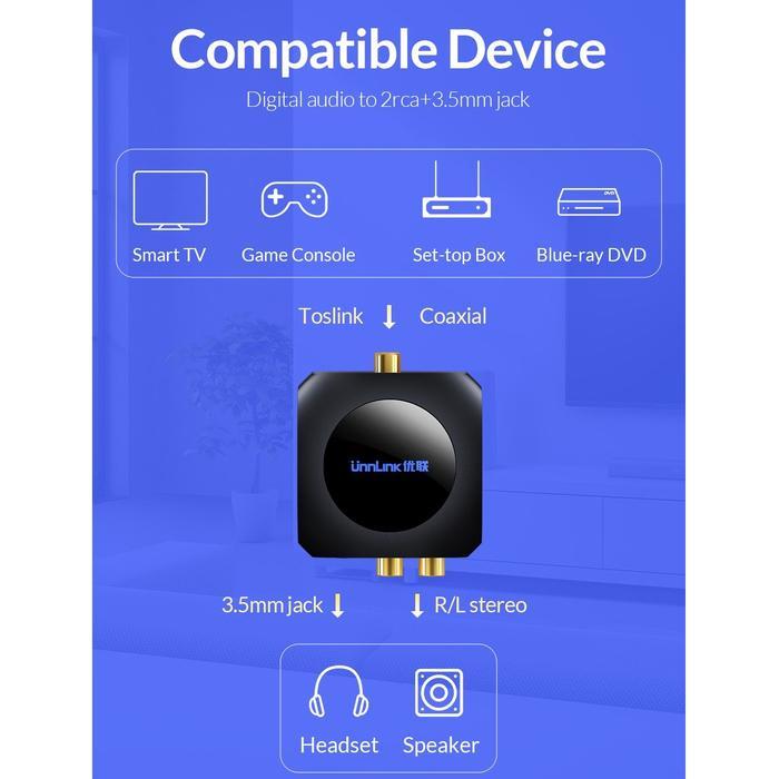 UNNLINK Digital To Analog Converter DAC 24bit 192kHz BLACK