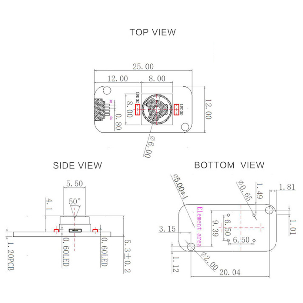 GC0308 USB CAMERA MODULE 50 80 100 160 DEGREES 640X480 HD 0.3MILLION PIXEL FOR LINUX ANDROID WIN 7 8