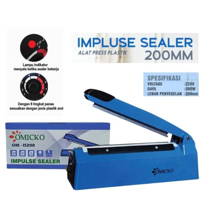 Impulse Sealer Omicko Om-Is200 / Om-Is300 / Om-Is400 Alat Press Plastik 200Mm 300Mm 400Mm