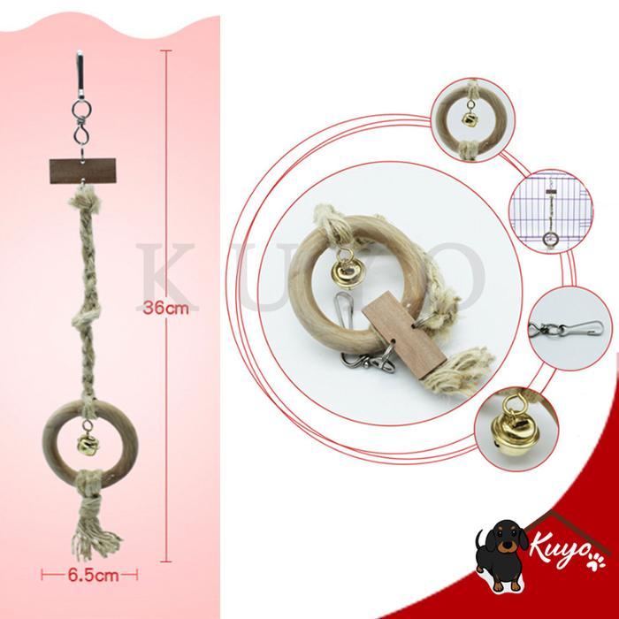 Mainan Burung Ayunan Gantung Kerincing Ring Cincin Kayu Lovebird Ayrtn #Gratisongkir