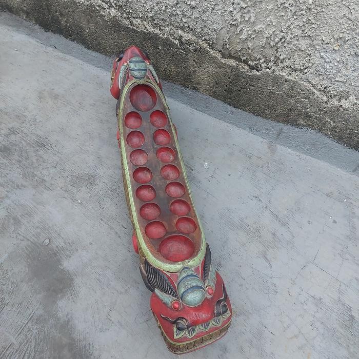 DAKON CONGKLAK NAGA DARI KAYU JATI TUA PANJANG 80 CM KODE 1294