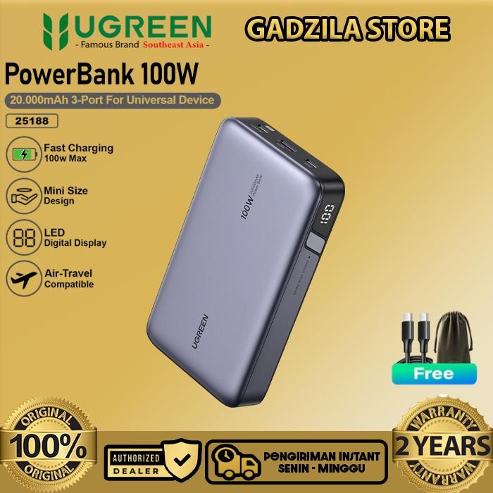 POWERBANK UGREEN 20000 MAH 22.5W PD 20W 18W + KABEL C TO USB TYPE C