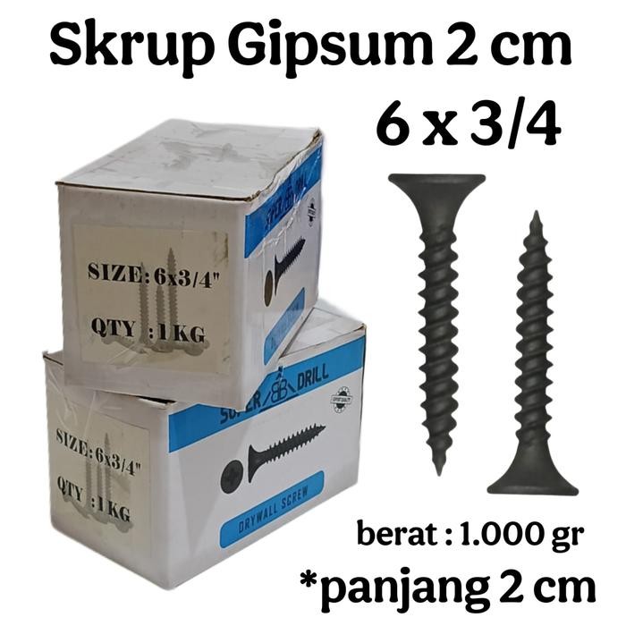 New Skrup / Sekrup Gypsum Hitam / Gipsum - per dus