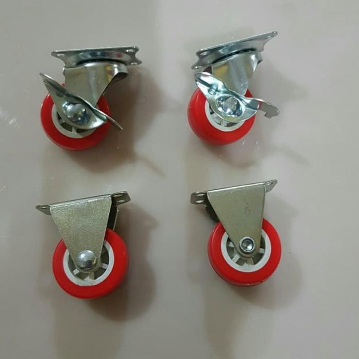 NEW - Roda pvc merah 1,5 inch roda troli 1,5 inch