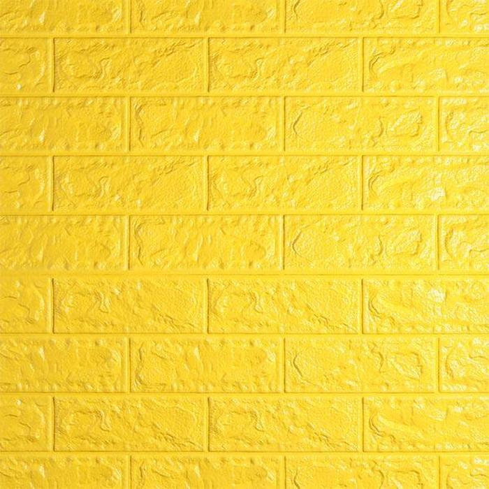 WALLPAPER 3D 0102 BRICK FOAM YELLOW WALLPAPER DINDING BATU BATA KUNING