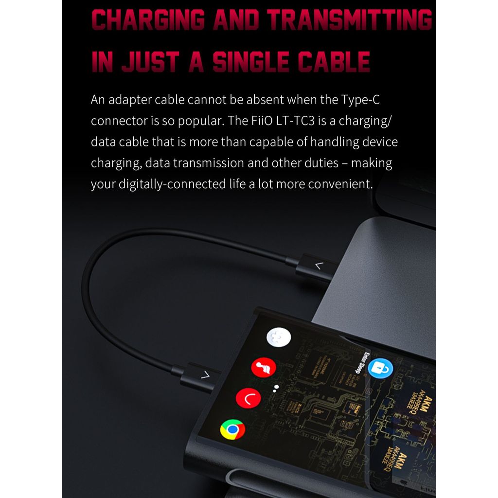 FiiO LT-TC3 20cm Type-C to Type-C Charging Data Audio Cable for Android phone to FIIO Player AMP DAC