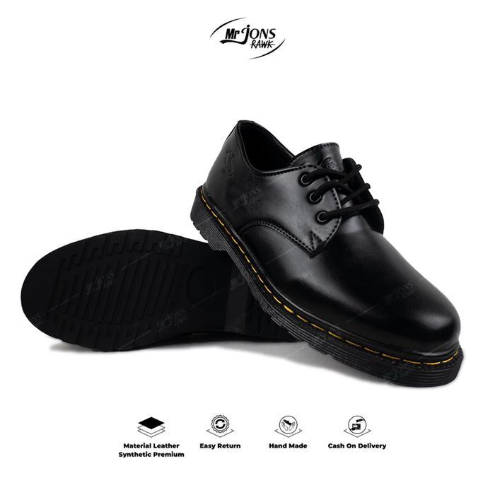 Mr.Jonsrawk Original Sepatu Formal Low Hitam Boots Casual Sepatu Dokmar Pria Pendek 3 Hole Sepatu
