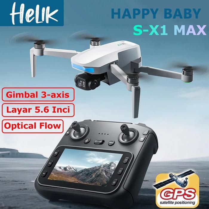 Drone S-X1 dengan Gimbal 3-Axis Drone GPS Brushless Motor 4K HD WIFI Layar 5.6 Inci Besar Ada