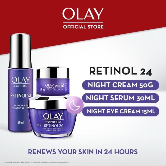 Paket Hemat Olay Retinol Serum dan Pelembab Malam Moisturizer & Krim Mata Eye Cream Anti Aging