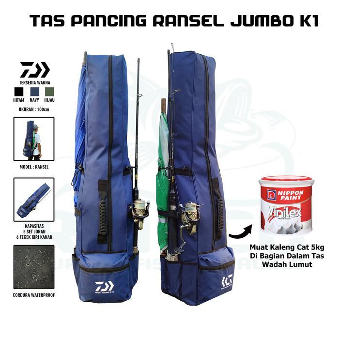Tas Pancing Ransel Jumbo K1 Daiwa Ukuran 80Cm 100Cm 120Cm Cordura Waterproof Original