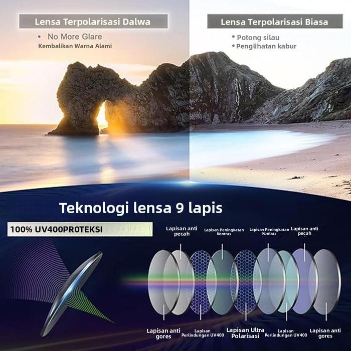 ys4k- Bahan Alumunium TitaniumKacamata Hitam Photochromic Polarized Dalwa Untuk Nyetir Pria