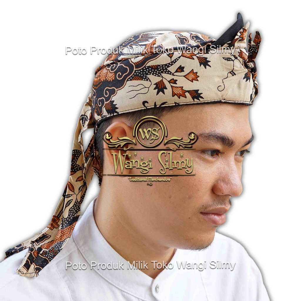 Iket Sunda Batik Mega Mendung Khas Cirebon - Blangkon Sunda Motif Batik Cirebon - Blangkon Iket Uden