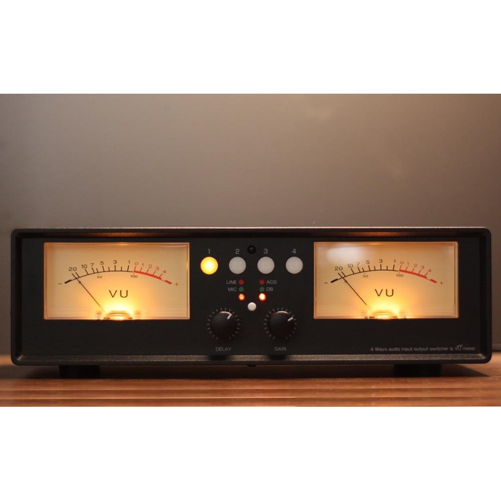 FLASH SALE    Original VU2-D/L LED Version/Bulb Version MIC+LINE Dual VU Meter Audio Splitter Box 4-