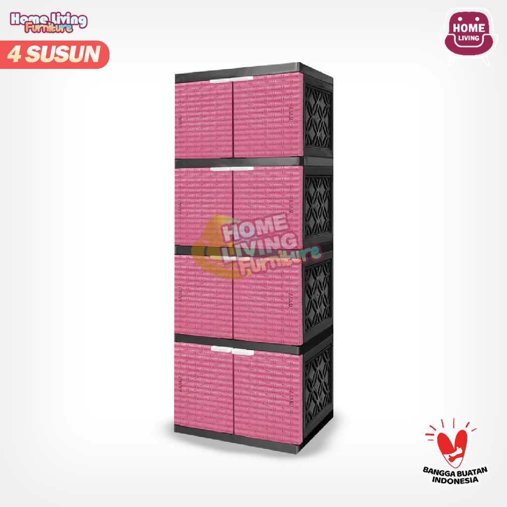 LEMARI PAKAIAN 4 SUSUN PLASTIK LEMARI AKAKO 4 SUSUN LEMARI PLASTIK ORIGINAL MURAH NAMPOL BABY AKAKO