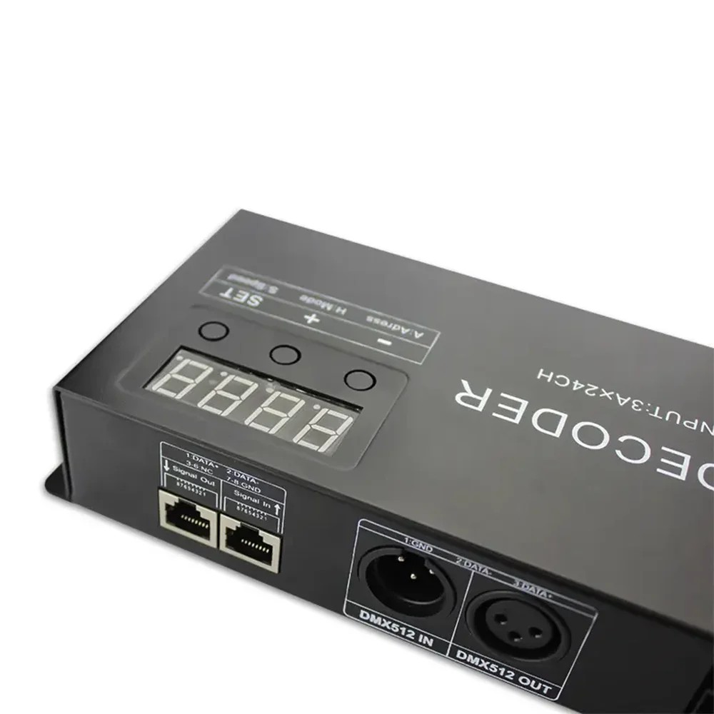Digital 24CH RGB RGBW DMX512 Decoder, 3CH RGB 4CH RGBW 512 Decoder DMX 512 Controller For LED Strip