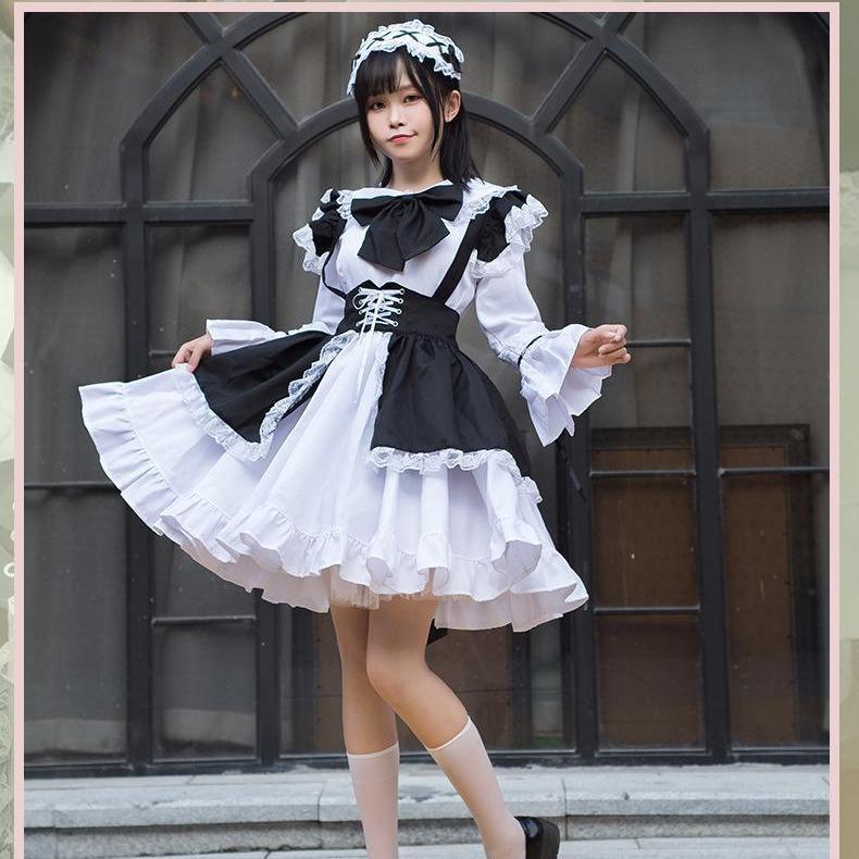 CC-50 dress lolita cosplay kostum gaun maid outfit jepang renda