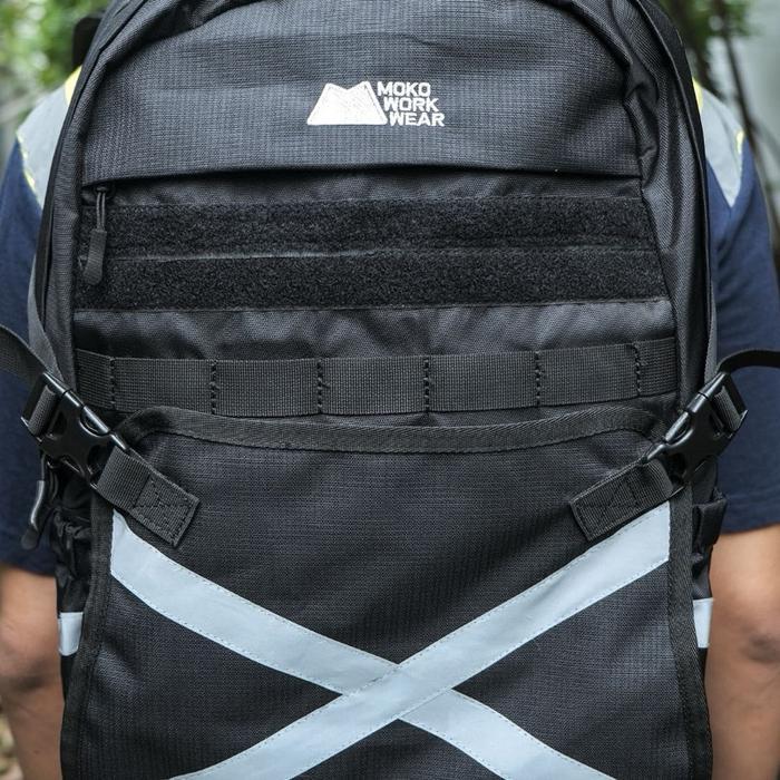 Promo Mokoworkwear - Ransel Tambang Hitam Pria / Tas Proyek Safety Black / Tas Kerja K3 Proyek