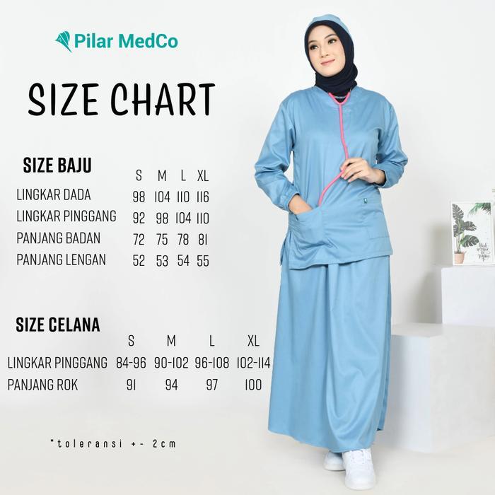 Official Baju Ok Rok Lengan Panjang Tunik Baju Scrub Medis Rok Tunik Bahan Toyobo Baju Jaga Dokter