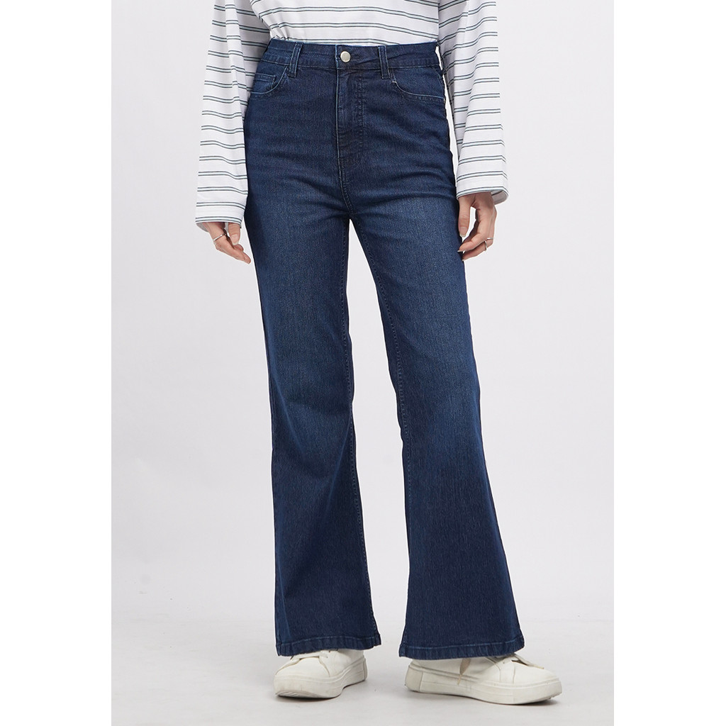 COLORBOX Fit and Flare Denim Pants Dark Blue