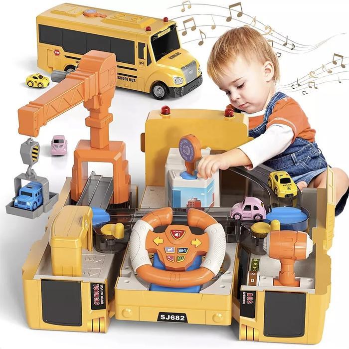 Mainan Edukasi Anak Bus Steering Parking Simulator Transformer Truck