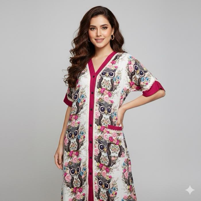 Sorex - Daster Busui Cantik Model Full Kancing/Daster Renda Motif Viral Kekinian/Daster