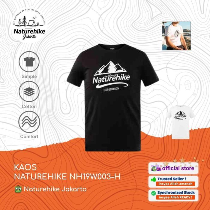 NATUREHIKE NH19W003-H HIKING Kaos Katun Pria Wanita untuk Hiking Camping Outdoor Warna Putih Ukuran 