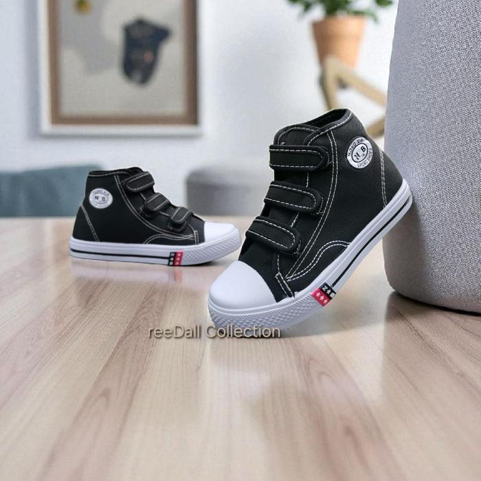 NB Sepatu Sekolah Anak Laki Laki & Perempuan SD SMP Boots Fashion Bahan Kanvas Outsole Karet Anti