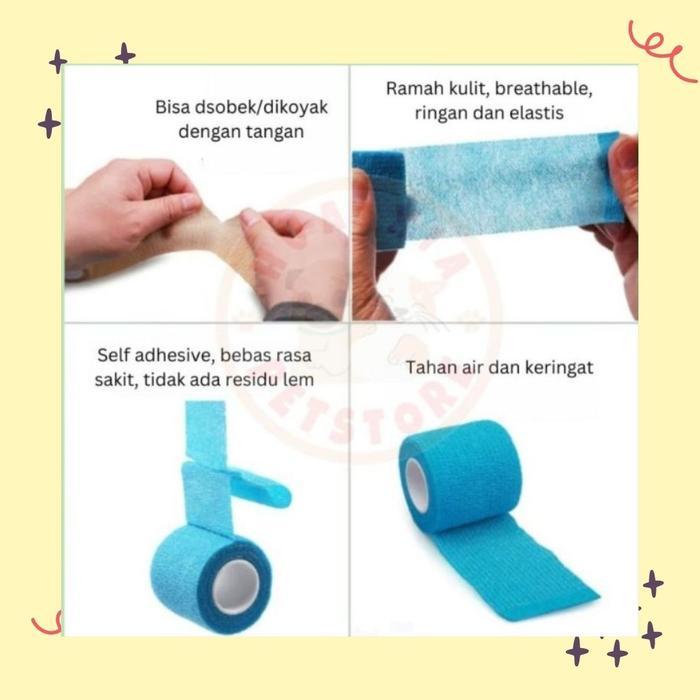 Pet Dog Cat Aid Elastic Adhesive Bandage Plester Anjing Kucing-Smiley