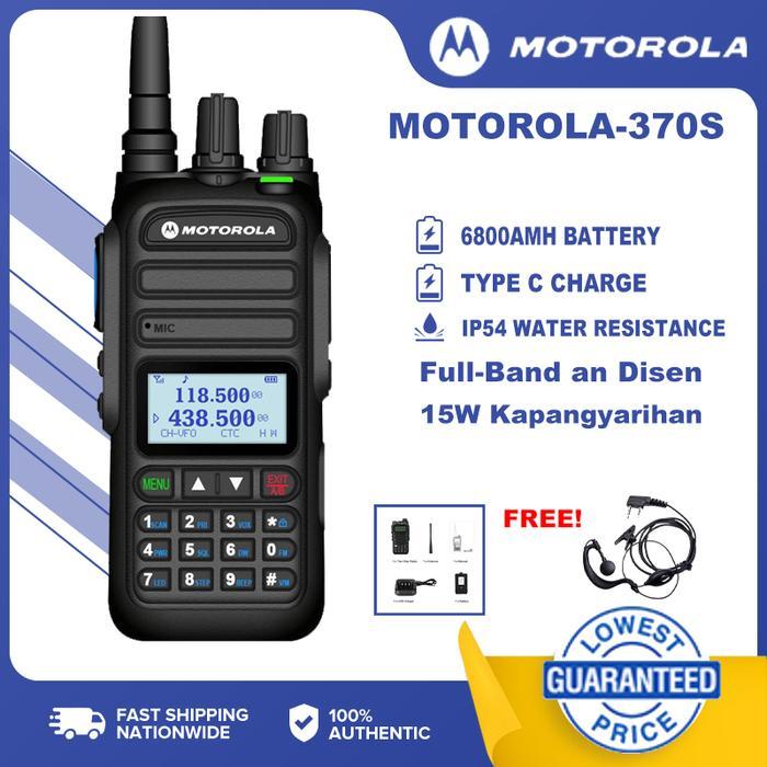 TERLARIS HT MOTOROLA 370S 15W ASLI 20KM PEMASANGAN SATU TOMBOL